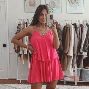 Amanda Uprichard silk pink mini layered dress
